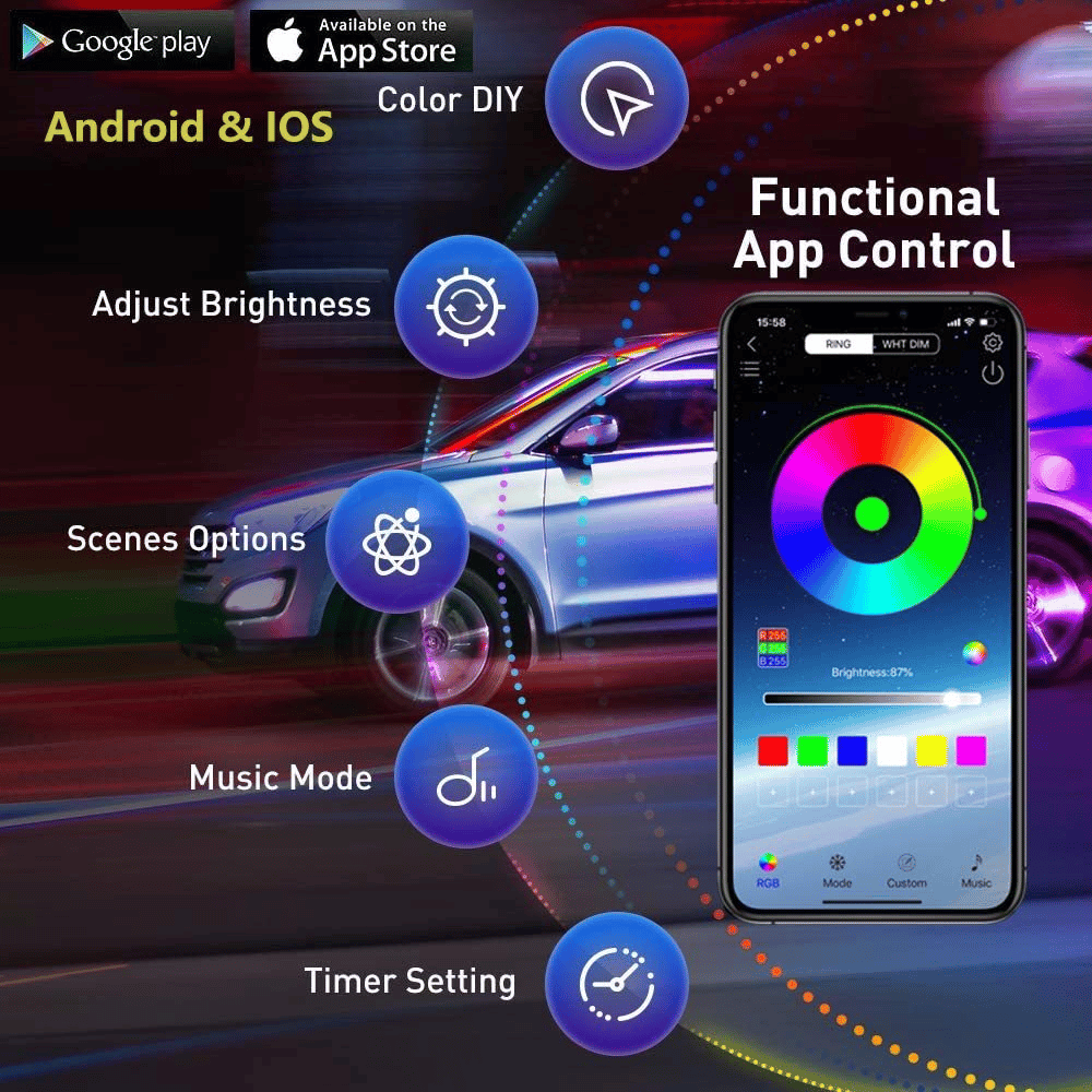 🔥LAST DAY 49% OFF- Car Chassis Flexible RGB Waterproof LED Strip Lights (4PCS)