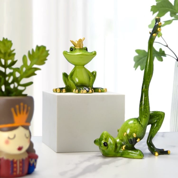 Handmade resin frog pastoral style art ornaments