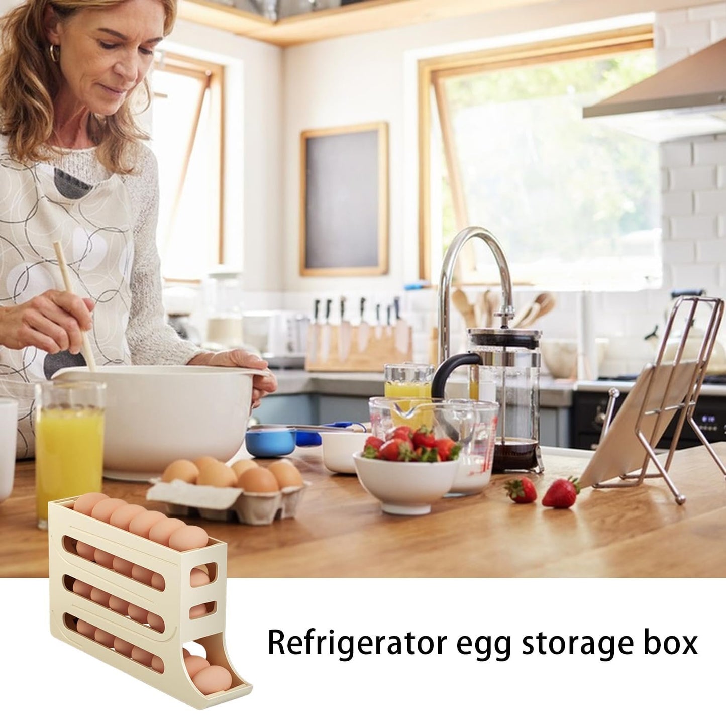 Egg Holder for Fridge, Eggs Dispenser Auto Rolling🔥