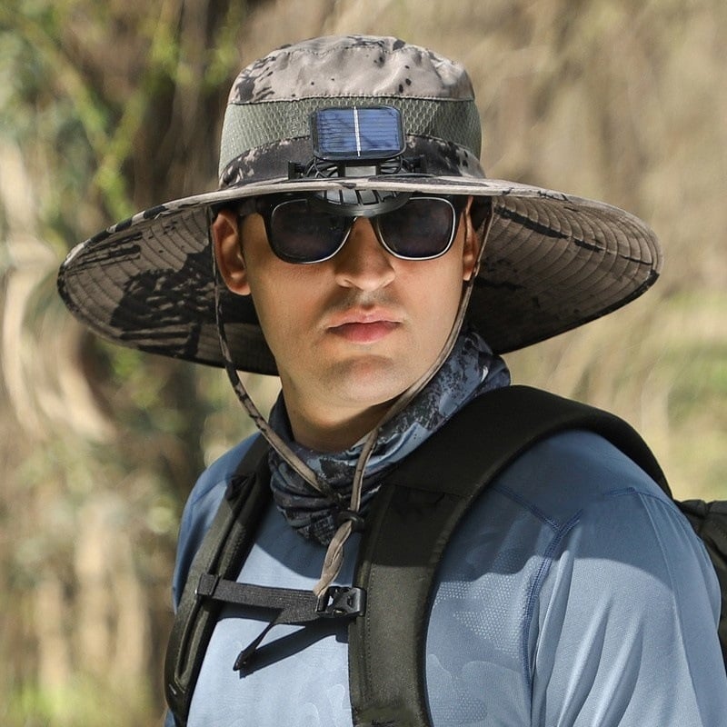 🔥Last Day 49% OFF - Wide Brim Solar Fan Outdoor Fishing Hat-Solar & USB Charging
