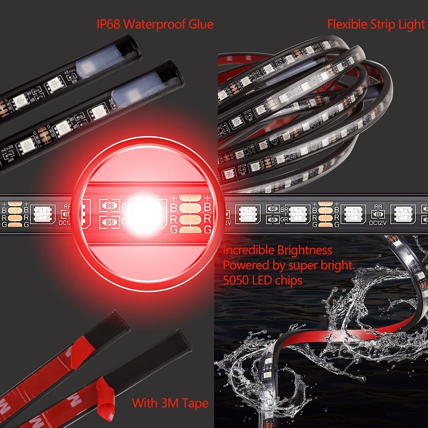 🔥LAST DAY 49% OFF- Car Chassis Flexible RGB Waterproof LED Strip Lights (4PCS)