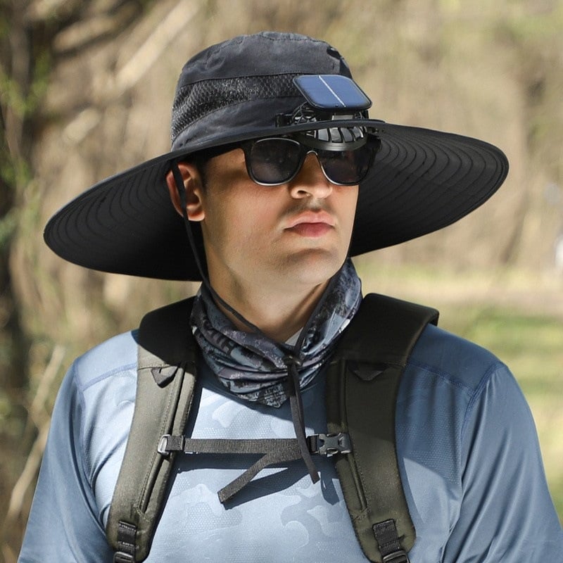 🔥Last Day 49% OFF - Wide Brim Solar Fan Outdoor Fishing Hat-Solar & USB Charging