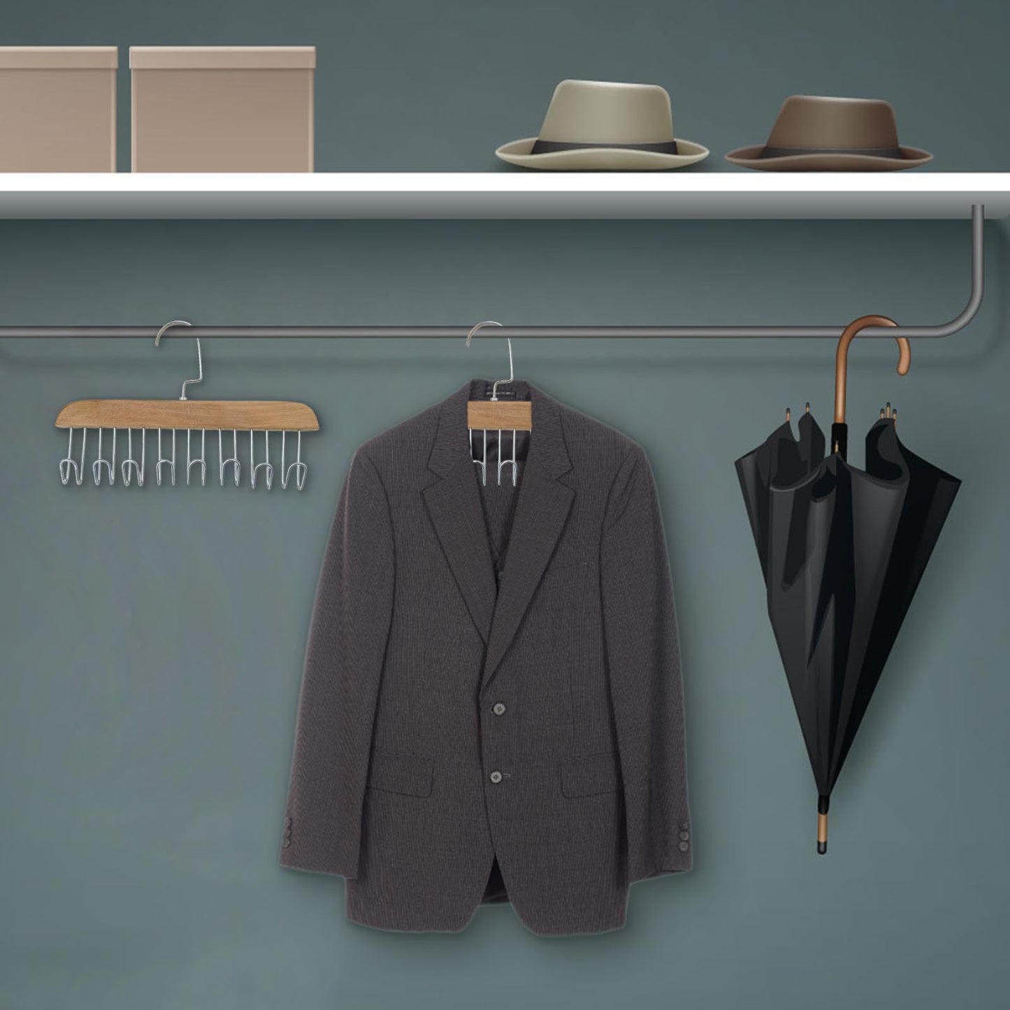 Space Saving Tie Rack for Closet Organizer