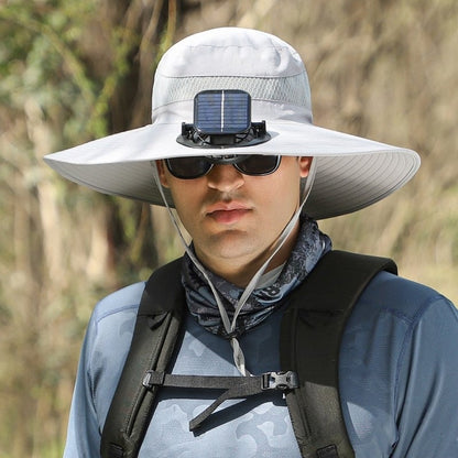 🔥Last Day 49% OFF - Wide Brim Solar Fan Outdoor Fishing Hat-Solar & USB Charging
