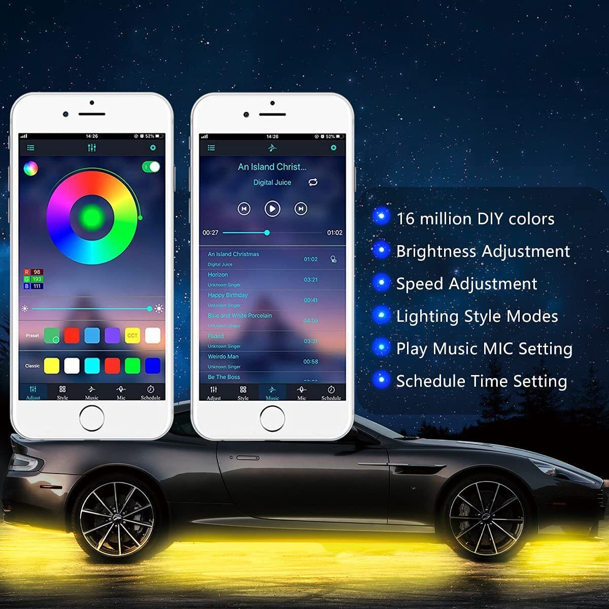 🔥LAST DAY 49% OFF- Car Chassis Flexible RGB Waterproof LED Strip Lights (4PCS)