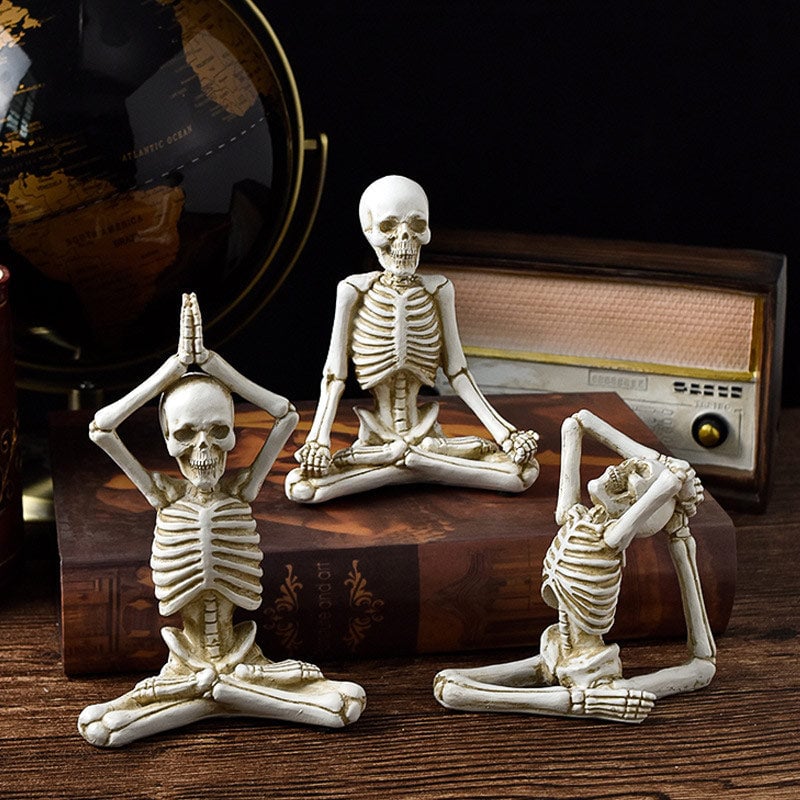Yoga Skeleton Statue Ornaments Set