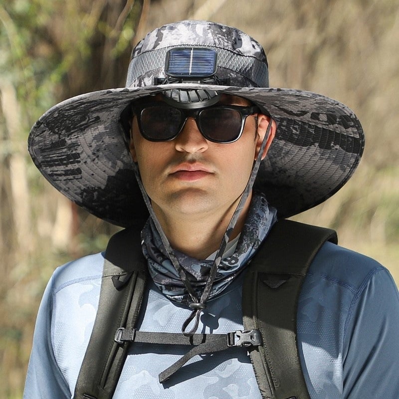 🔥Last Day 49% OFF - Wide Brim Solar Fan Outdoor Fishing Hat-Solar & USB Charging