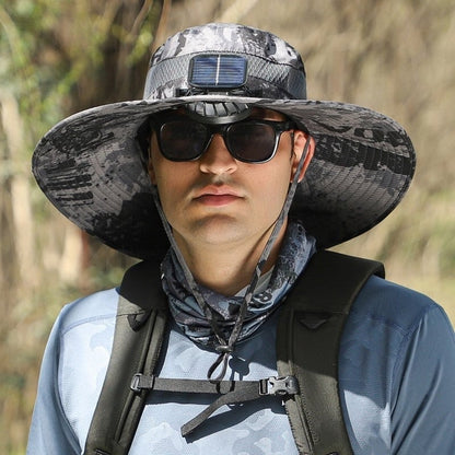 🔥Last Day 49% OFF - Wide Brim Solar Fan Outdoor Fishing Hat-Solar & USB Charging