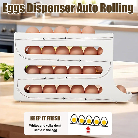 Egg Holder for Fridge, Eggs Dispenser Auto Rolling🔥