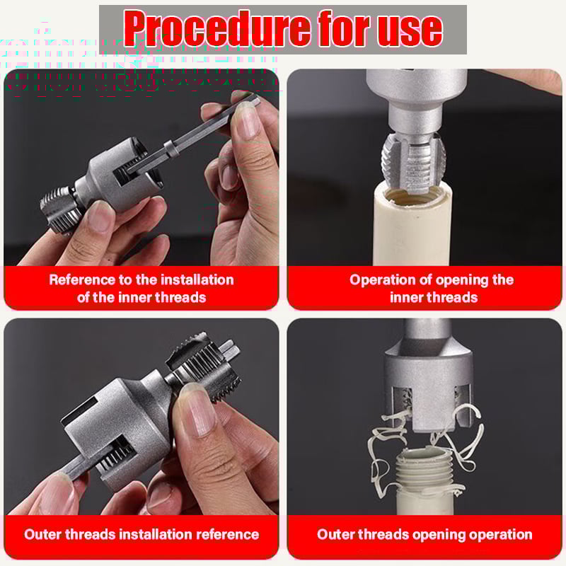 🎁2025 Hot Sale 49% OFF🔥-Electric Drill Compatible PVC Pipe Threader Kit