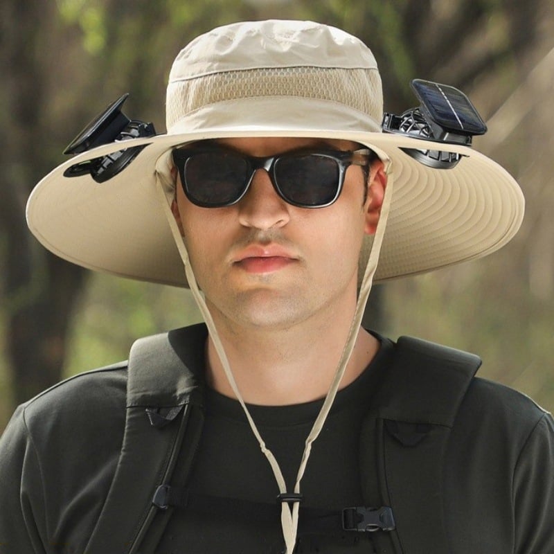 🔥Last Day 49% OFF - Wide Brim Solar Fan Outdoor Fishing Hat-Solar & USB Charging