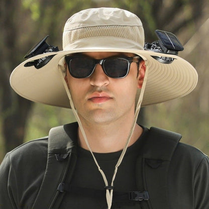 🔥Last Day 49% OFF - Wide Brim Solar Fan Outdoor Fishing Hat-Solar & USB Charging