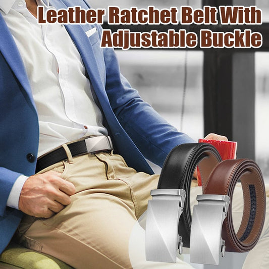 🔥Father's Day Sale 49% OFF - Leather Ratchet Belt With Adjustable Buckle