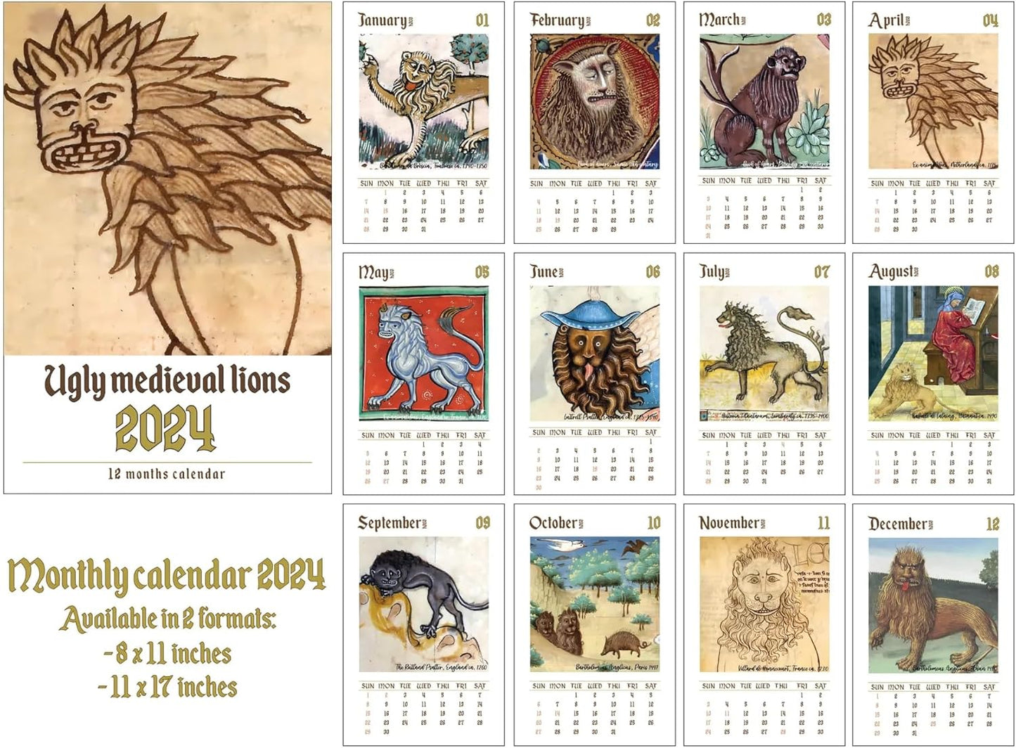 😍LAST DAY 50% OFF-Weird Medieval Lion Calendar 2025