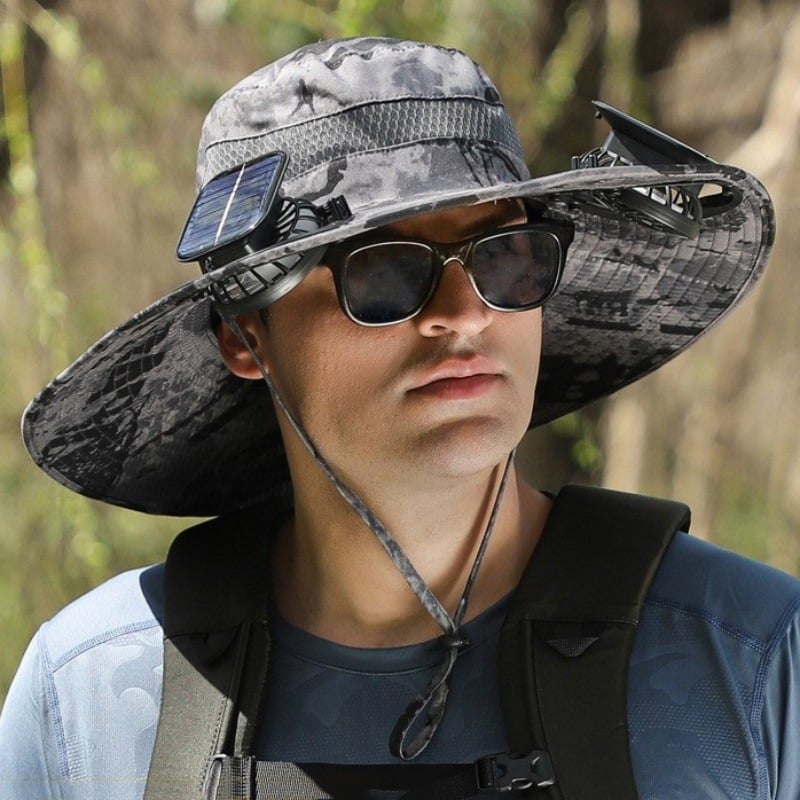 🔥Last Day 49% OFF - Wide Brim Solar Fan Outdoor Fishing Hat-Solar & USB Charging