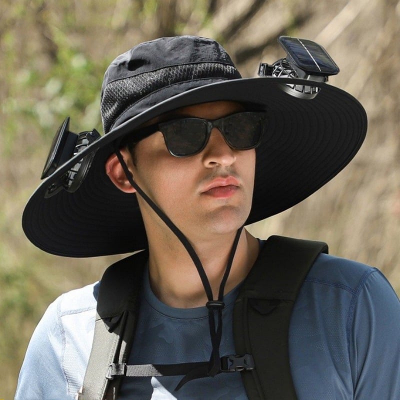 🔥Last Day 49% OFF - Wide Brim Solar Fan Outdoor Fishing Hat-Solar & USB Charging