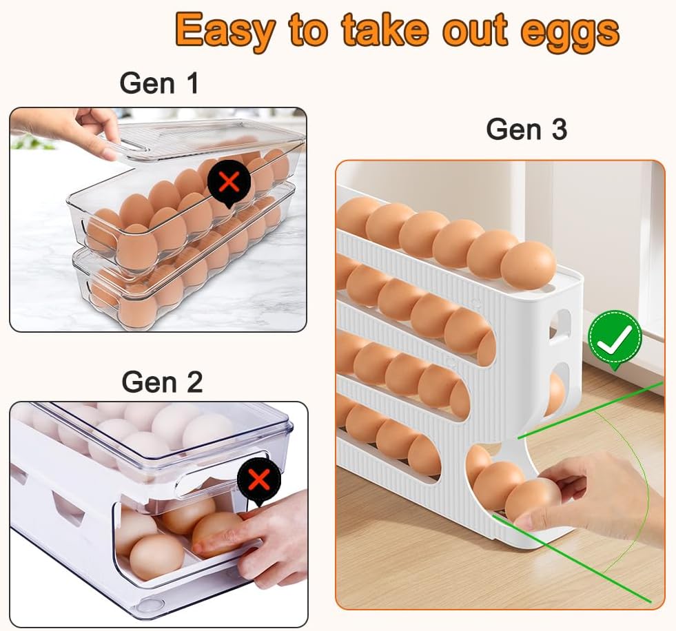 Egg Holder for Fridge, Eggs Dispenser Auto Rolling🔥