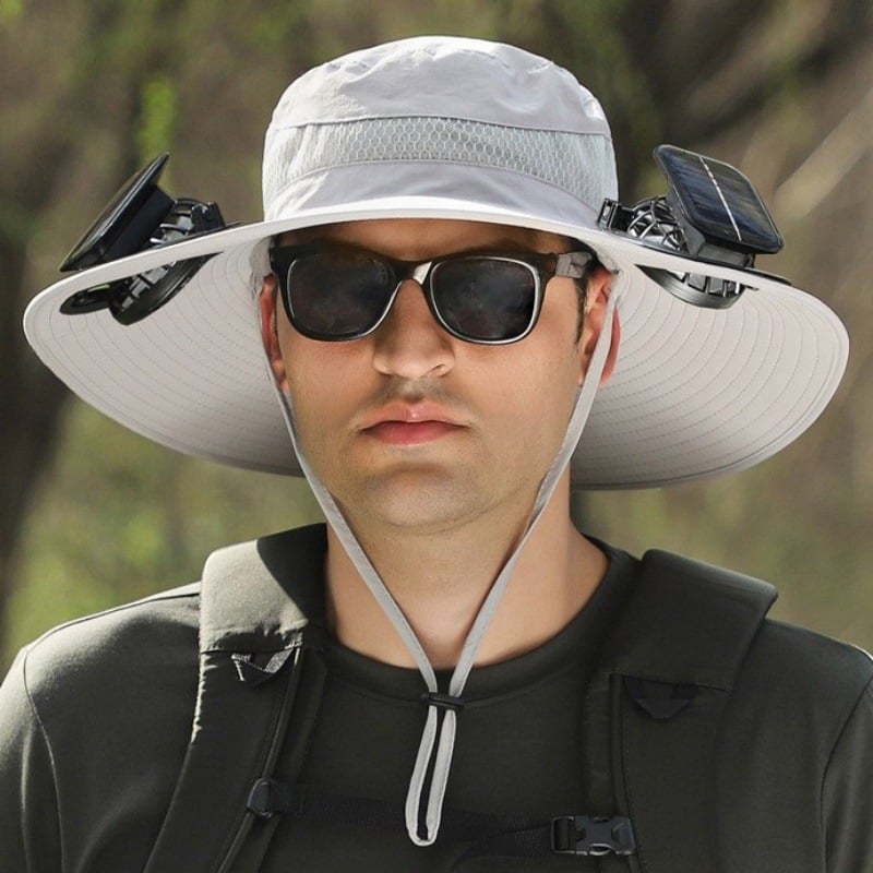 🔥Last Day 49% OFF - Wide Brim Solar Fan Outdoor Fishing Hat-Solar & USB Charging