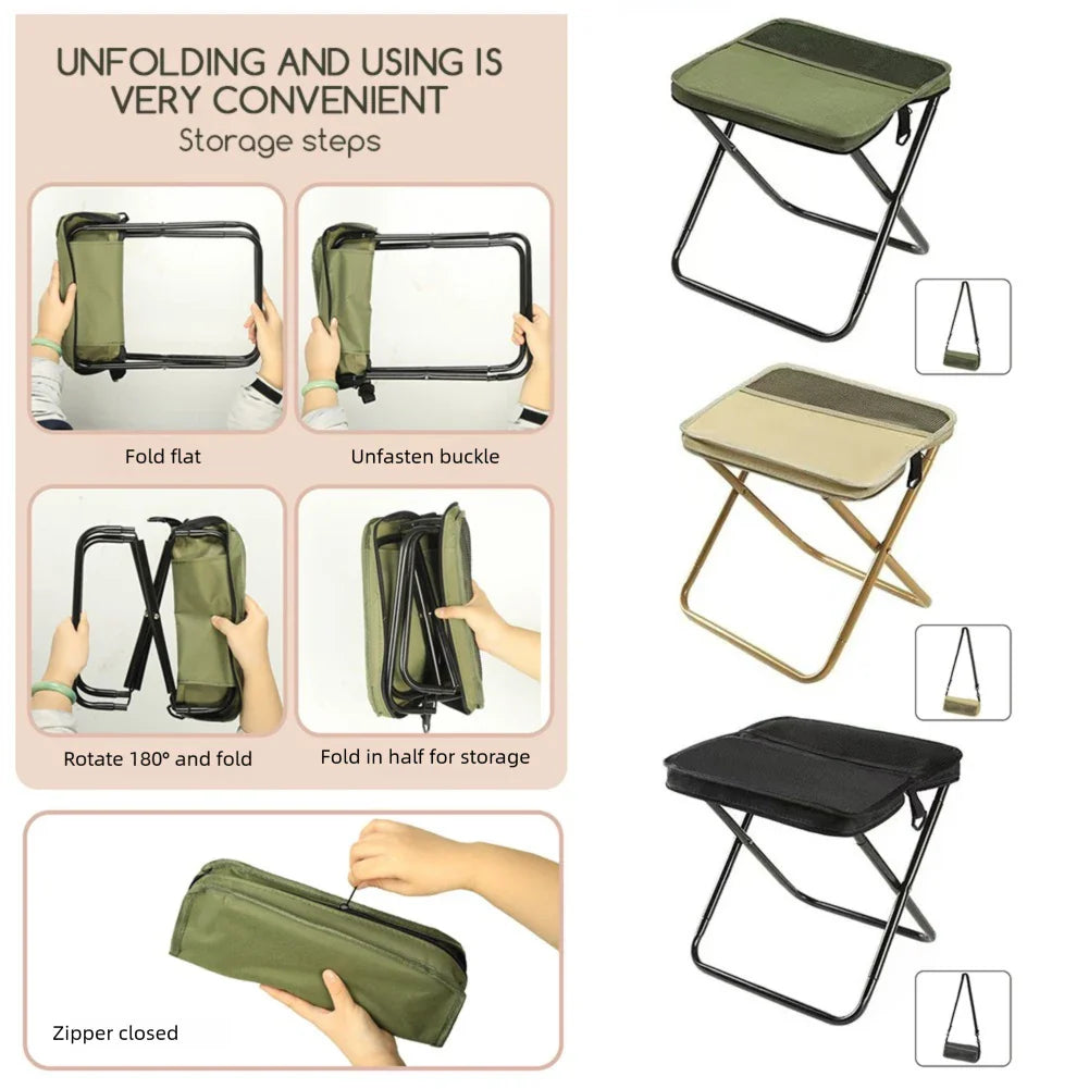 Foldable Backpack Stool Portable Folding Stool with Carry Bag Lightweight Mini Easy Carry Outdoor Chair for Travel for Travel