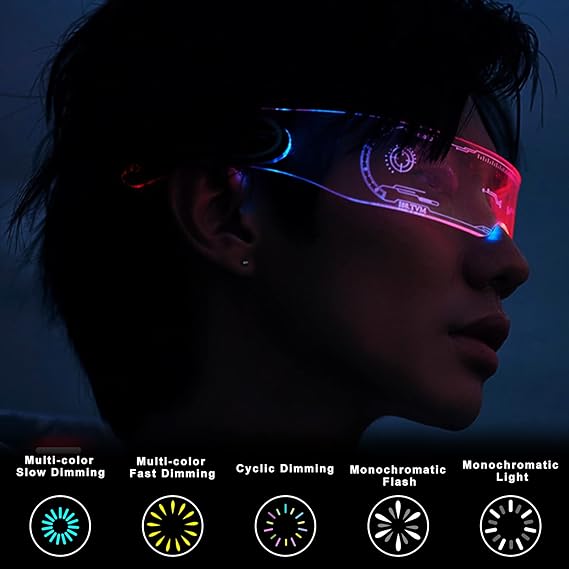 🔥Last Day 50% OFF🔥Cyberpunk Colorful Light Glasses - Buy 3 Free Shipping
