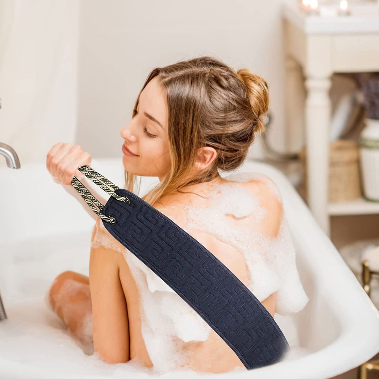 Pull Back Scarf Bath Scrubber for Body Massage