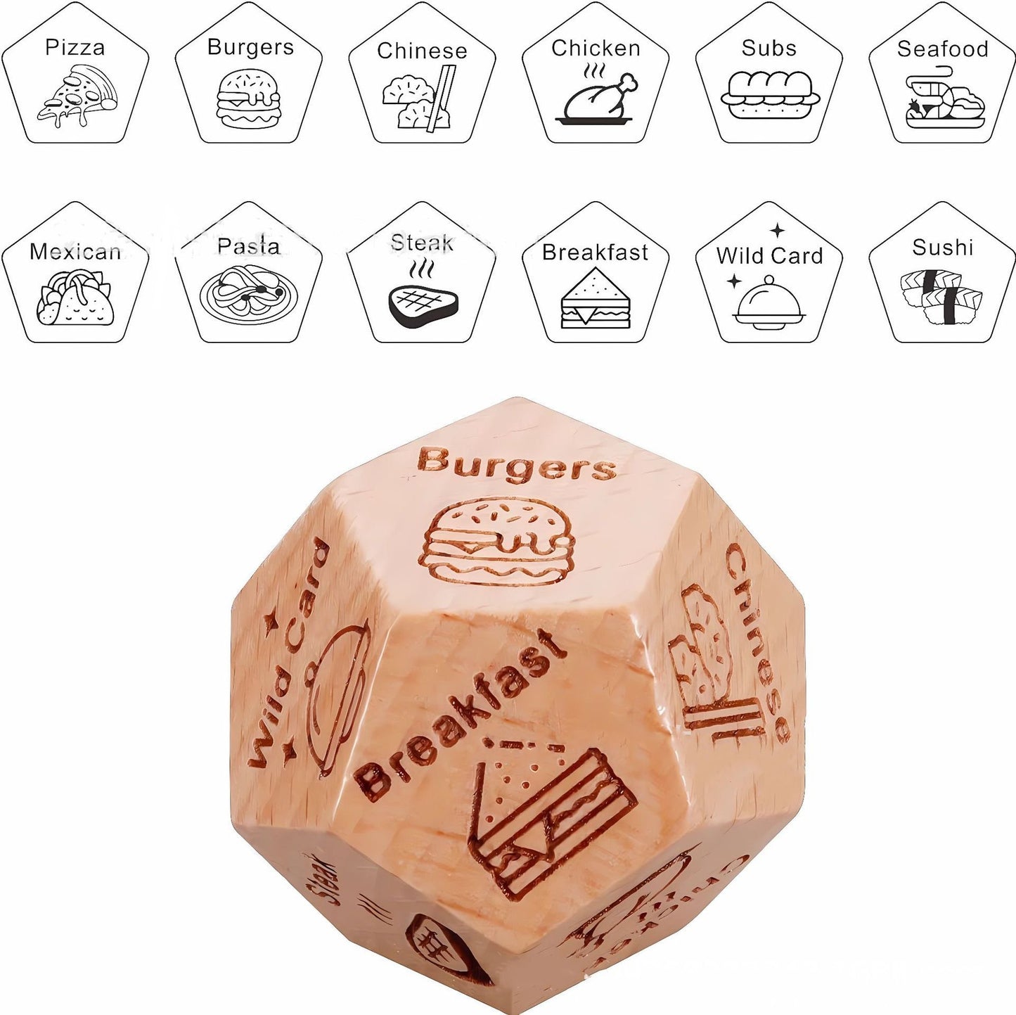 🔥LAST DAY 50% OFF🔥Funny 12-Sided Wood Decision Dice